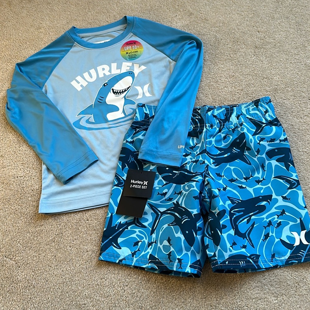 Hurley 2 piece swim trunks/rash guard